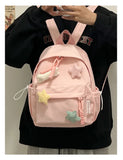 Qfdian Women Students Simple All Match Kawaii Backpack Sweet Cute Star Bone Schoolbags Casual Y2k Aesthetic Fashion Preppy Backpacks