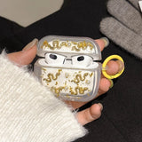 Qfdian  Gold Foil Glitter Snake Earphone Case For Apple AirPods 4 3 2 1 Pro 2nd Wireless Bluetooth Charging Box Headset Protective Cover