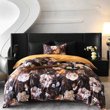 Qfdian 1000TC Egyptian Cotton Flowers Plant Prints Bedding Set Single Double Queen King Size Duvet cover Set Bed Sheet Pillowcases 4Pcs