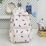 Qfdian  High-capacity Women Sweet Preppy Backpacks Japanese Y2k Aesthetic Fashion Students Backpack Kawaii Striped Bow Print Schoolbags