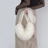 Qfdian Japanese Sweet Ruffled Gauze Handbags All Match Fairy Solid Luxury Design Underarm Bag Y2k Aesthetic Women Chic Shoulder Bags