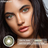 Qfdian  1 Pair Color Contact Lenses for Eyes Green Colored Lense Natural Eyes Contact Fashion Lenses Yearly Beauty Makeup Lens