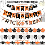 Qfdian  Halloween Party Decorations Set, Reusable Halloween Indoor Decorations Kit Including HAPPY HALLOWEEN Paper Banner for Home Deco