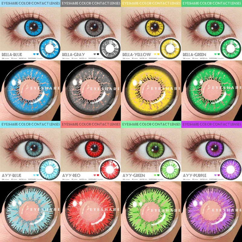 EYESHARE 2pcs Colored Contact Lenses Colorful Contact Lenses Anime Cosplay Contact Eye Lenses Halloween Beauty Makeup Color Lens