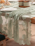 Qfdian  Modern Minimalist Small Rose Lace-Pressed Flower Luxury High-End Home Dining Tablecloth for Everyday Use
