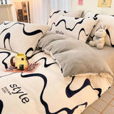 Qfdian  Plush 4-piece Set Winter Constant Temperature Quilt Cover Coral Fleece Sheet Children's 3-piece Set Bedding Article PillowCase