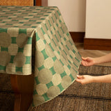 Qfdian  Tablecloth Rectangular Shape Atmosphere Linen Green Retro Antique Style Light Luxury High-end Dining Table Layout Easy To Clean