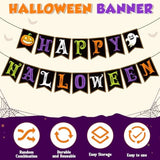 Qfdian  Halloween Decorations - Happy Halloween Banner HALLOWEEN Party Decorations for Indoor Outdoor - Trunk or Treat Backdrop Garland