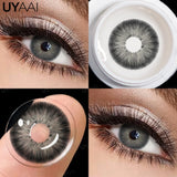 Qfdian  Contact Lenses Gray Cosmetic Eyes Colored Lens Natural Pupils Black Makeup Colored Pupils Beauty Black lenses Woman Makeup
