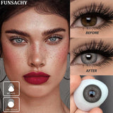 Qfdian  1 Pair Colored Contact Lenses for Eyes Blue Pupil Beautiful Eye Contacts Natural Soft Brown Gray Lenses Yearly Cosmetic