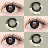 Qfdian  1pair Colorcon Contact Lenses Green Color Lens Natural Brown Eye Contacts Gray Pupils Beautiful Cosmetic Yearly Lenses