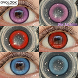 Qfdian  2pcs/pair Beauty Purple Contact Lens for Eyes Blue Pupil Cosplay Makeup Lens  Anime Red Eye Lens Halloween Green Contact