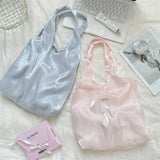 Qfdian  Korean Elegant Y2k Aesthetic Chic Shoulder Handbags Glossy Tender Fairy Underarm Bag Trendy Fashion Casual Women Shopping Bags