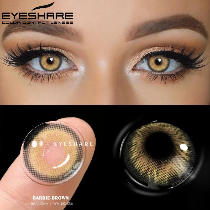 EYESHARE 1Pair Myopia Lenses Colored Contact Lenses Eyes with Degree Lenses Brown Contacts Gray Pupils Yearly Nature Soft Lens