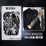 Qfdian Japanese Traditional Half Arm Herbal Juice Temporary Tattoo Stickers Sakura Leaf Lasting Art Fake Tattoo Men Women Faux Tatouage
