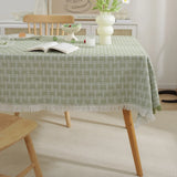 Qfdian  Cotton Linen Tablecloth Rectangular Decorative Protector for Dining Table Coffee Table Dustproof for Home Kitchen Indoor Use
