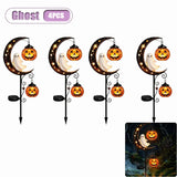 Qfdian  1-4PCS Solar Halloween Garden Light Skeleton Ghost Dancing Pumpkin Moon Glow Stake for Lawn Pathway Porch Decor