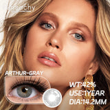 Qfdian  2pcs Color Brown Contact Lenses for Eyes Fashion Natural Gray Softlens Eye Makeup Contacts Yearly Cosmetic Color Lens