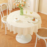 Qfdian  New Waterproof Tablecloth Oil-proof Anti-scalding Wash-Free Round Dining Table Cloth Household Living Room Light Luxury Nordic