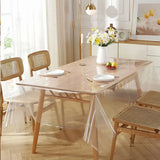 Qfdian  1pc Practical PVC Tablecloth Oil Proof European Style Desk Mat Transparent Rectangular/Square Table Runner Coffee Table ﻿