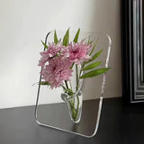 Qfdian  Creative Photo Frame Vase Art Acrylic Hydroponic Flower Arrangement Device Transparent Vase Living Room Desktop Home Decoration