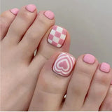 Qfdian  24pcs Colorful Painted Watermelon Fake Toenails Little Fresh Summer Beach Wearable False Toenail Shiny Diamond Press On Toenails