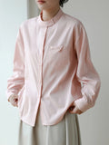 Qfdian  Elegant Stylish Commute Pink Shirts Women Spring Autumn Turn-Down Collar Button Down Long Sleeve Blouse Office Ladies