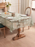 Qfdian  Modern Minimalist Small Rose Lace-Pressed Flower Luxury High-End Home Dining Tablecloth for Everyday Use