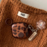 Qfdian  New Transparent Leopard Print Cover Case For Airpods 4 Cartoon Lovely Little Bear Pendant For AirPods 1 2 3nd Pro 2 Shell