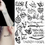 Qfdian  Waterproof Temporary Tattoo Sticker Black Arabic Letters Rome Clock Compass Geometry Pattern Fake Tatoo Flash Tatto Women Men