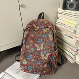 Qfdian New Chinese Style Woven Flower Backpack 2025 New Large Capacity Fashionable Lightweight Travel Bag Backpack