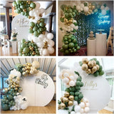 Qfdian  Sage Green White Gold Balloon Garland Arch Kit Green White Latex Balloons Birthday Baby Shower Gender Reveal Wedding Party Decor