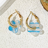 Qfdian Minimalist Acrylic Hollow Floral Earrings Unique Versatile Women Gift Accessories
