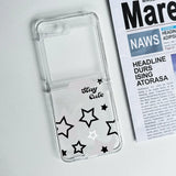 Qfdian  Cute Star Phone Case for Samsung Galaxy Z Flip 6 ZFlip 5 5G Hard Transaprent Cover for Samsung ZFlip 4 Z Flip 3 7 Kawaii Shell