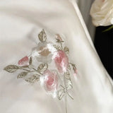Qfdian 60S Lyocell Bamboo Fiber Flower Embroidery Summer Quilt Bedding Set Soft Silky Thin Comforter Blanket With Bed Sheet Pillowcases