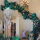 Qfdian  Dark Green Balloons Garland Arch Kit Metallic Gold Green Balloon Jungle Safari Theme Birthday Party Decorations Wedding Globos