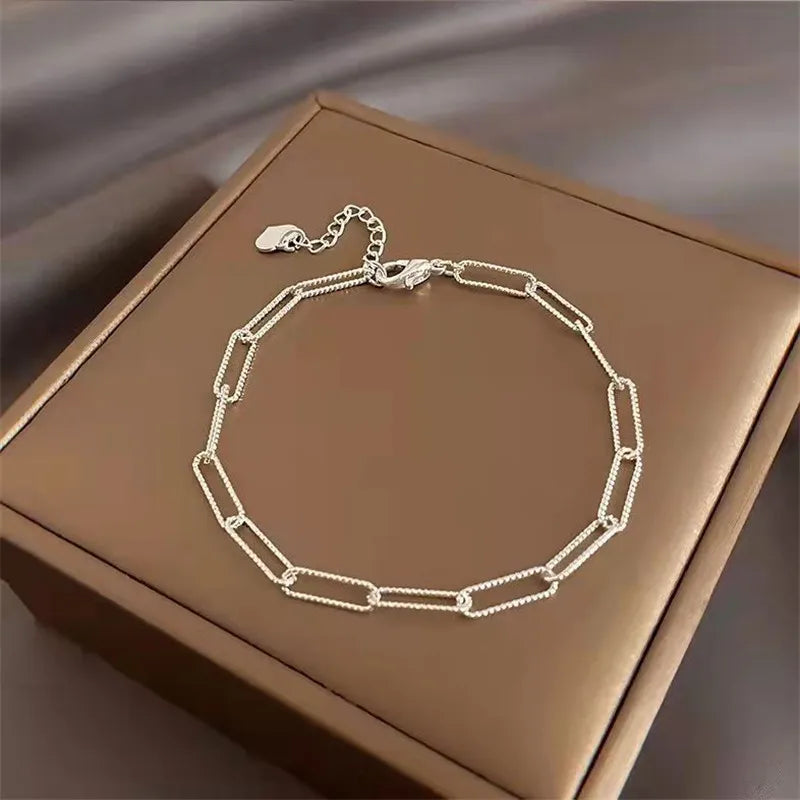 New Fashion Silver Colour Double Layer Bracelet Sparkling  Exquisite Simple Women Bracelet Fine Jewelry Accessories