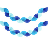 Qfdian  Blue Paper 3D Fans Flower Garland Hanging Flower Banner Wall Decoration for Wedding Birthday Baby Shower Party Streamer Decor