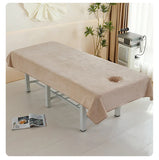 Qfdian  New Beauty Salon Sheets Thickened Double-sided Velvet Massage Sheets Water Absorption Anti-wrinkle with Holes Soft Skin-friendly
