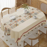 Qfdian  Tablecloth Three-proof Fabric Light Luxury High-end Rectangular Dining Table Cloth Leave-in Oil-proof Waterproof Anti-scalding
