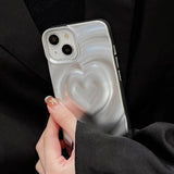 Qfdian Love Heart Matte silver Silicone Shockproof Protection Back Cover For iPhone 15 Pro Max 13 Pro 12 11 14 Fashion Girls Phone Case
