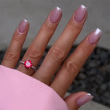 Qfdian 24Pcs Mid-length Square Head Press on False Nails Simple Gradient Fake Nail Wearable Finished Manicure Full Cover Nail Tips