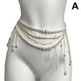 Qfdian Fashion Y2K Retro Multilayer Pearl Waist Chain Belt For Women - Stylish Body Jewelry Accessories For Party & Casual Wear