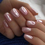 Qfdian 24Pcs Gradient White Fake Nail Short Square Ballet Simple False Nails Press on Wearable Nude Nails Art Full Cover Manicure Tips