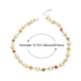 Qfdian  Luxury Flowers Beads Choker Necklace Rhinestone Elegant Imitation Pearl Clavicle Chain Jewelry Trendy Shinny Colorful Choker