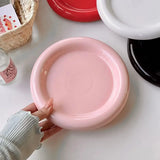Qfdian  Nordic Creative Ceramic Plate Round Service Plate Steak Western Dishes Dessert Plate Unique Main Course Kitchen Tableware