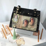 Qfdian Japanese Sweet Kawaii Women's Handbags Transparent Casual Streetwear Ita Bags Y2k Aesthetic Chic All Match Shoulder Underarm Bag