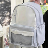 Qfdian  Women Transparent Students Kawaii Cute Ita Bags Patchwork Contrast Color Y2k Schoolbags High-capacity Students Casual Backpacks