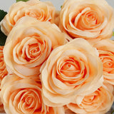 Qfdian  9 Heads Artificial Flower Silk Rose white Eucalyptus leaves Peony Bouquet Fake Flower for Wedding Table Party Vase Home Decor