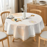 Qfdian  1PC New Simple Style Round Table Cloth Waterproof Oil-proof Anti-scalding Wash-Free PVC Table Cloth Scratch-resistant Durable